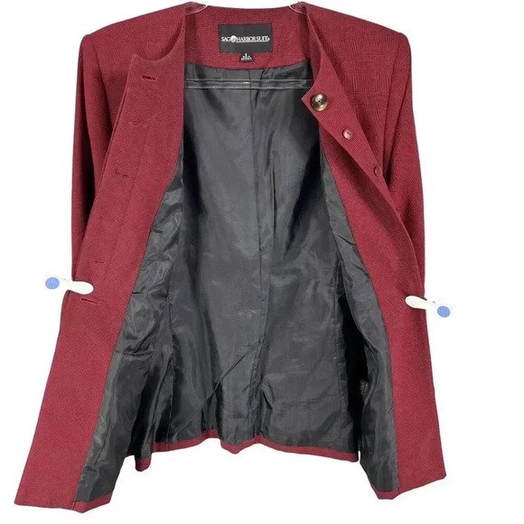 Sag Harbour Herringbone Power Suit Set Womens 8 Lined Burgundy Business Casual - Picture 6 of 16